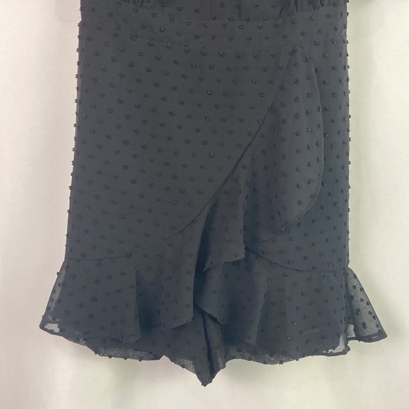 BB Dakota Black Ruffle Trim Belted Mini w/ Shorts Dress - Picture 7 of 16